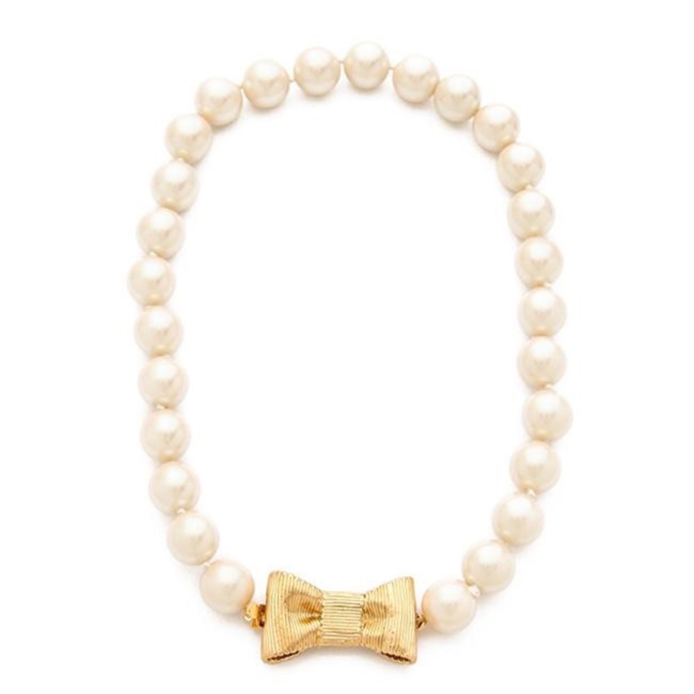 KATE SPADE 🌟 all wrapped up pearl and bow necklace GUC